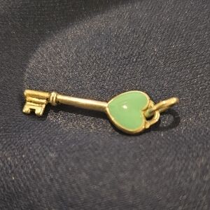 Tiffany & Co. Silver Key with Green Heart Charm